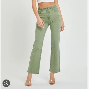 Risen Olive Karla High-Rise Slit Straight Jeans Size 32 NWT